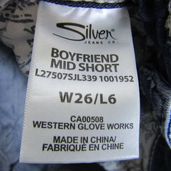 Silver Boyfriend Mid Jean Distressed Shorts Raw Hem Women's 26 - Picture 6 of 7